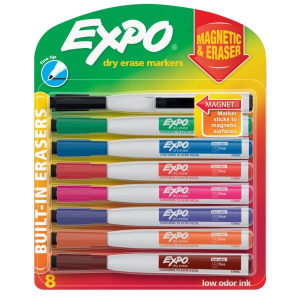 EXPO Magnetic Dry Erase Markers With Eraser