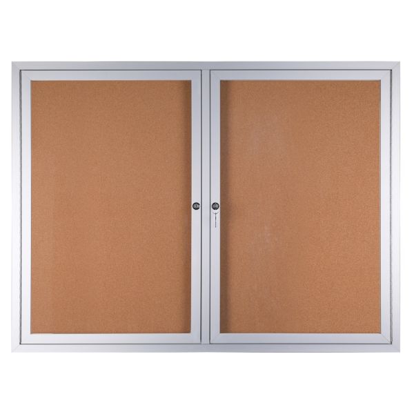 WorkPro Enclosed Double-Door Cork Bulletin Board