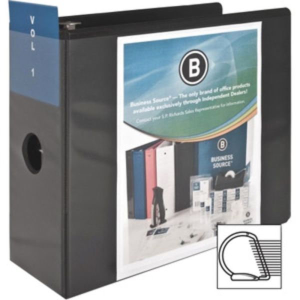 Business Source Basic View 3-Ring Binder, 5" D Rings, Black