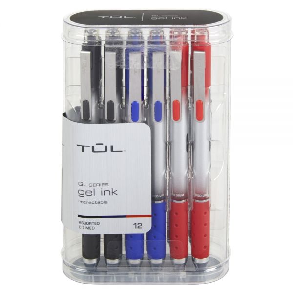 TUL GL Series Retractable Gel Pens, Medium Point, 0.7 mm, Silver Barrel