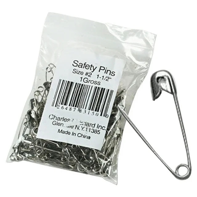 CLI Nickel-Plated Steel Safety Pins, 2", Silver, Pack Of 144