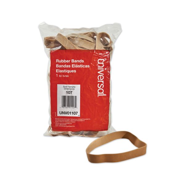 Universal Rubber Bands, 0.06" Gauge, Beige, 1 lb Box, 40/Pack